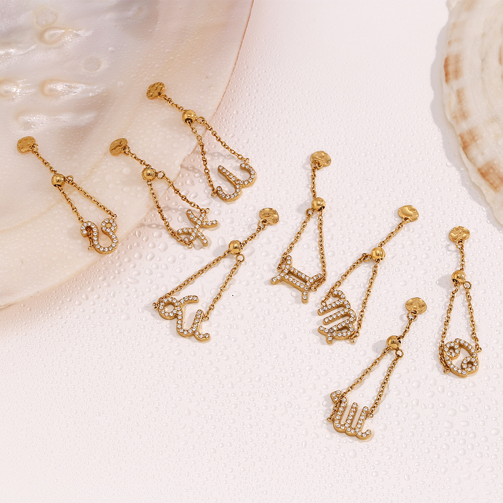 Adjustable 12 Constellation Stainless Steel Ring