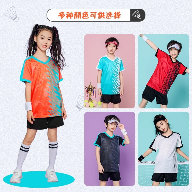 Children's Badminton Clothes suit Boys and Girls Printing Competition Training Team Clothes Students Table Tennis Short Sleeve Jersey