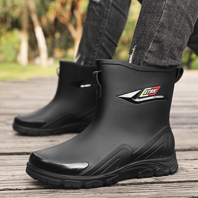 Botas de Lluvia de Caña Media para Hombre de Plástico Impermeable y Antideslizante para Trabajo y Pesca