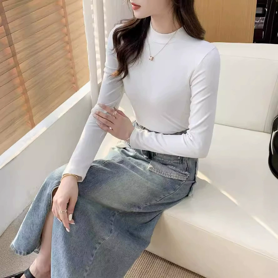 Цветная базовая футболка с длинными рукавами, приятная к телу, slim fit, яркий привлекающий стиль