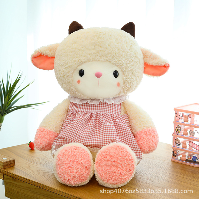 布丁系列小羊玩偶小猫公仔儿童睡觉抱枕安抚布娃娃毛绒玩具礼物女