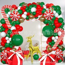 新款 圣诞节花环拱门气球套装156件红白绿气球链圣诞派对场景装饰