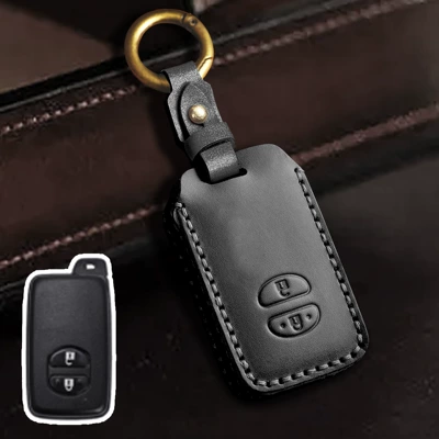 Key case suitable for Toyota key case old Highlander land patrol land kuroze special key case genuine leather (Car key bag) - black-2-keys