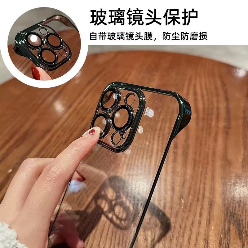 Funda para iPhone 17, con Marco Electrochapado, Lente Magnética MagSafe de Cristal, Textura Apple 14.