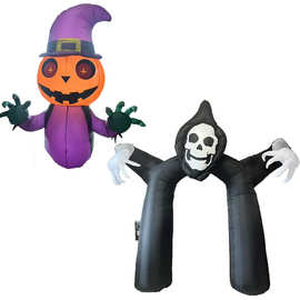 厂家定制万圣节气模3米死神拱门 挂窗南瓜鬼派对酒吧气氛装饰气模