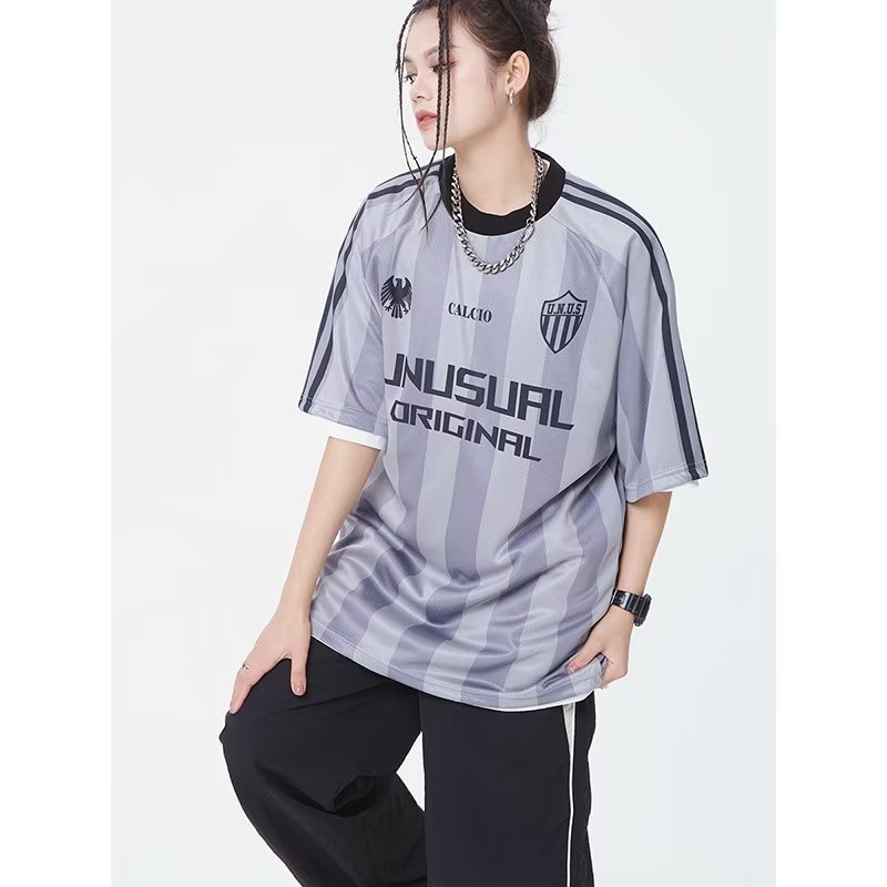 夏季薄款印花短袖t恤女男新款美式复古欧美高街潮牌百搭上衣透气