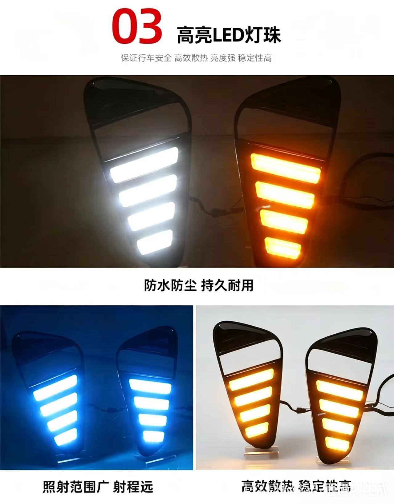 Suitable for Geely 18-21 New Binyue LED Daytime Running Lights, Front Bumper Sequential Turn Signals, Front Fog Lights