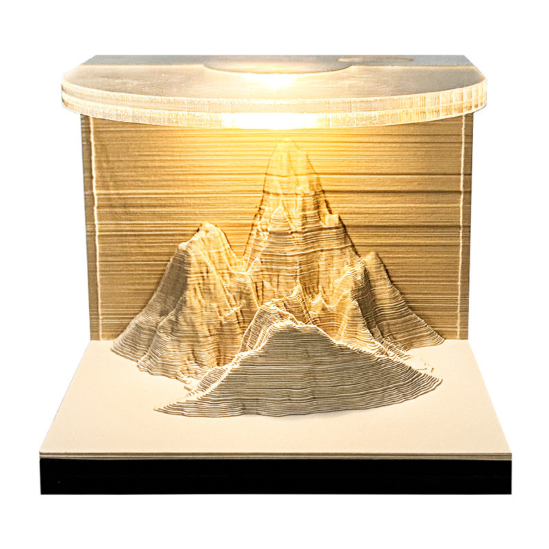 日照金山帯灯3d立体便箋本紙彫刻創意プレゼントお土産クロスボーダー起爆デスクトップ置物|undefined