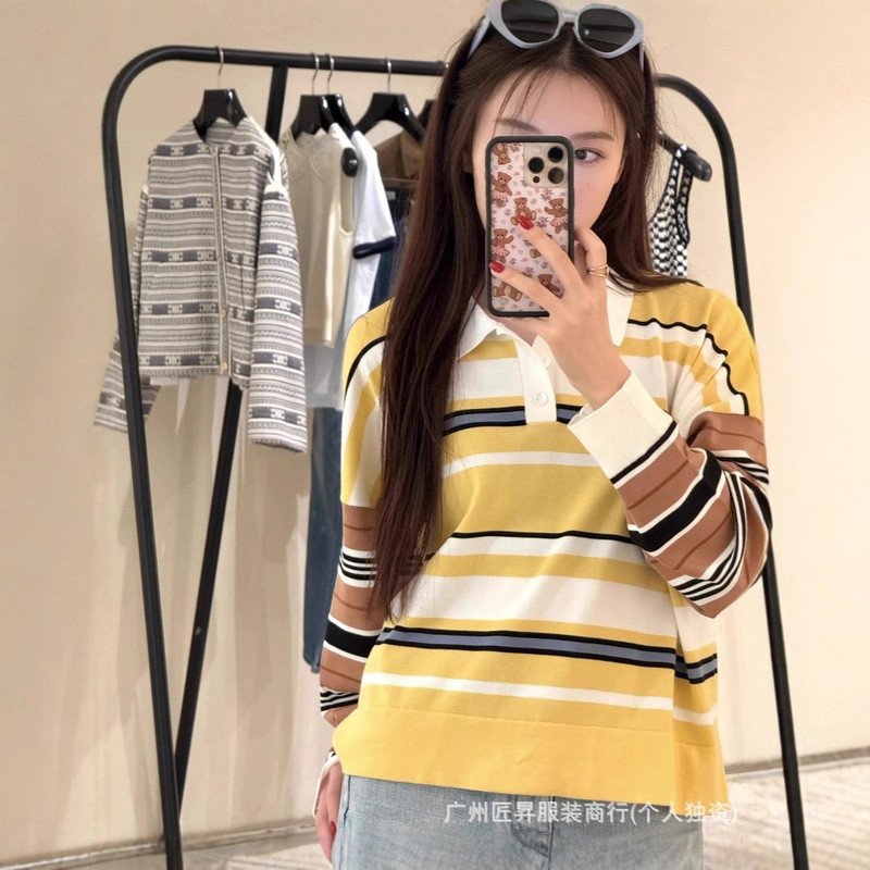 Dujia Spot 25ss Saijia ルーズバージョン コントラストストライプ POLO シャツ|undefined