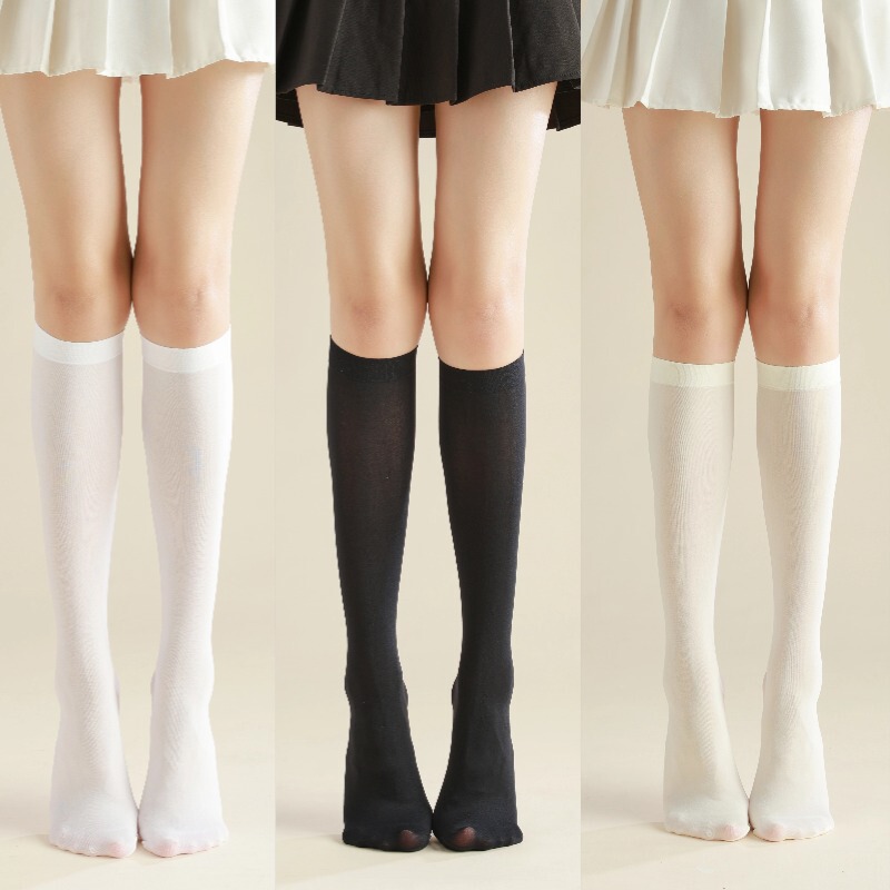 Summer Thin Velvet Jk Japanese Style Calf Socks for Women, Black Slimming Compression Over-The-Knee Socks, Mid-Calf Slimming Stockings Summer Thin Velvet Jk Japanese Style Calf Socks for Women, Black Slimming Compression Over-The-Knee Socks, Mid-Calf Slimming Stockings