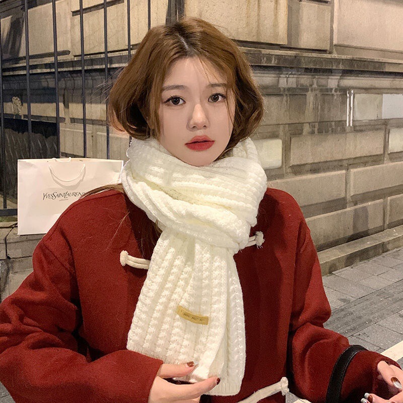 新品秋冬季女韩版纯色毛线围脖保暖学生可爱情侣网红男款针织围巾|undefined