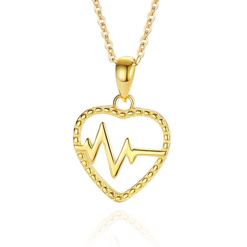 Collar de plata esterlina S925 en forma de corazón ECG japonés y coreano Nueva joyería transfronteriza AliExpress Venta caliente simple cadena de clavícula