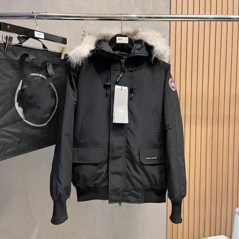 新款大鹅男女同款派克服冬季加厚01飞行夹克高端连帽保暖棉服外套|undefined