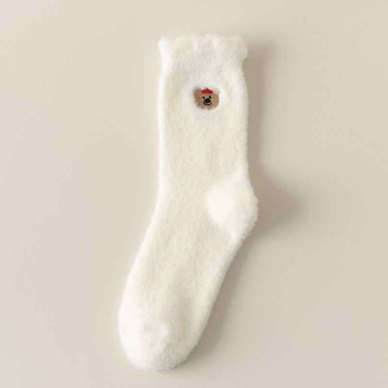 Calcetines de nieve de felpa de coral de media caña para mujer, diseño de pata de gato, gruesos para mayor calidez, calcetines de casa para mujer, de otoño e invierno. image 40