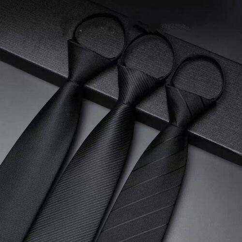 Black Tie Men Zipper Style No-Tie Lazy Man Men's Suit Tie Formal Business Hand-Tied Summer No-Knot Trend