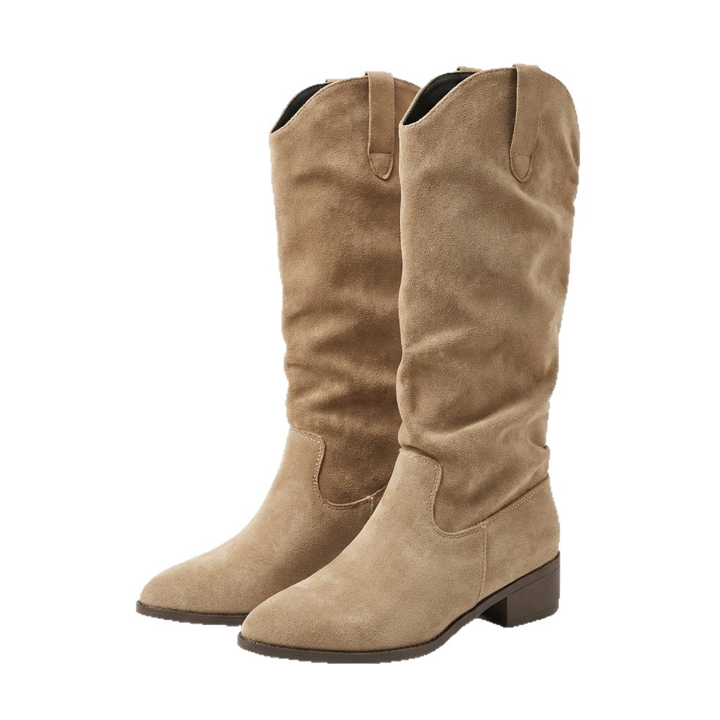 Vintage punta zapatos de mujer de talón grueso botas de pila 2026 primavera nuevo nicho simple botas de Martin