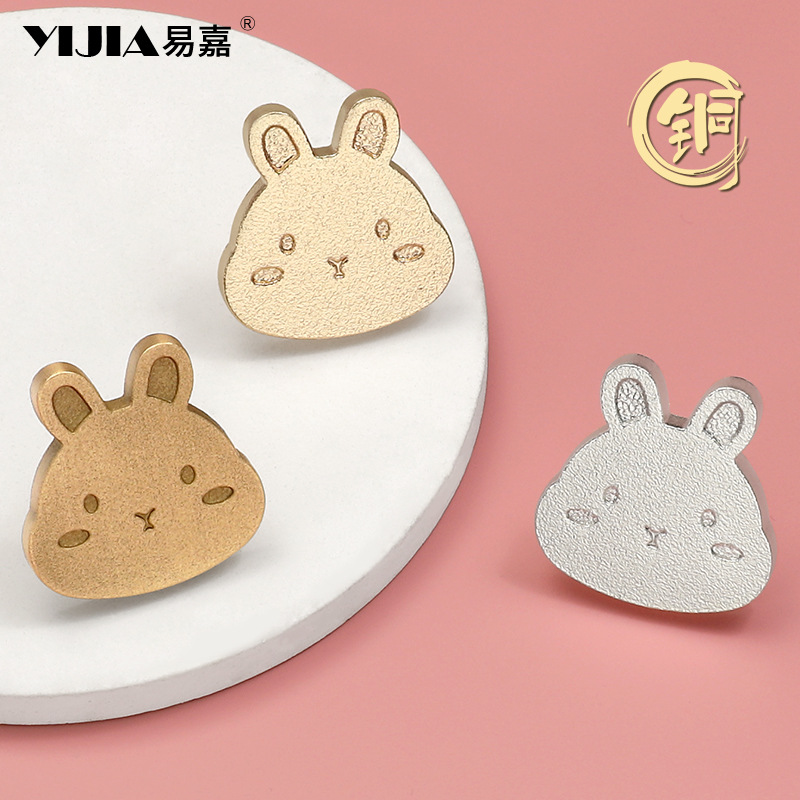 New creative cartoon rabbit cute children's room handle brass drawer…