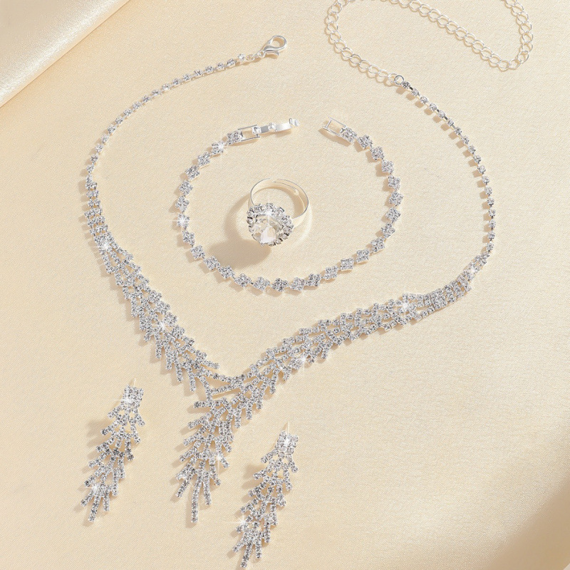 hot necklace set bridal necklace earrings zircon jewelry banquet party jewelry set _voghion.com