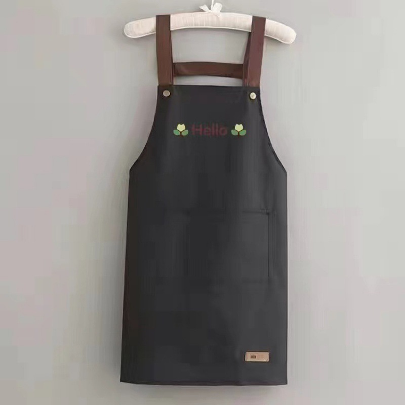 エプロン家庭用キッチン防水防油作業服ロゴ印字女性夏薄手飲食汚れ防止ウエスト|undefined