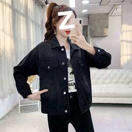 春秋大码牛仔外套女韩版宽松夹克2024新款胖妹妹显瘦百搭网红上衣