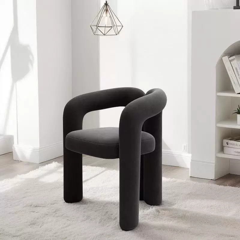 化妆椅网红奶油风梳妆凳高级感卧室美甲店椅子家用简约单人休闲椅