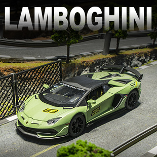 Large size 1:24 simulation Lambo# Gini SVJ63 convertible sports car model ornaments children's acousto-optic alloy toy car