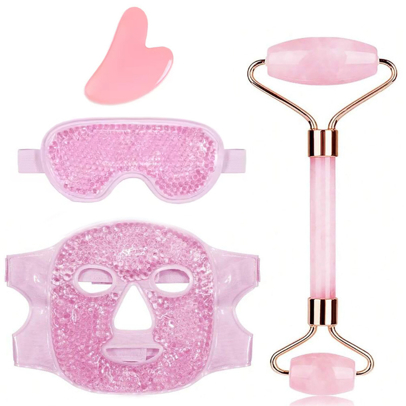 Cross-Border Ice Mask Set, Hot and Cold Gel Shading Eye Patch Mask, Eye Mask, Scraping Board, Massage Roller in Stock