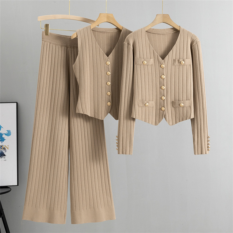 Damen Strick Set Mit Slim Fit Hose Und Strickjacke Im Set_voghion.com