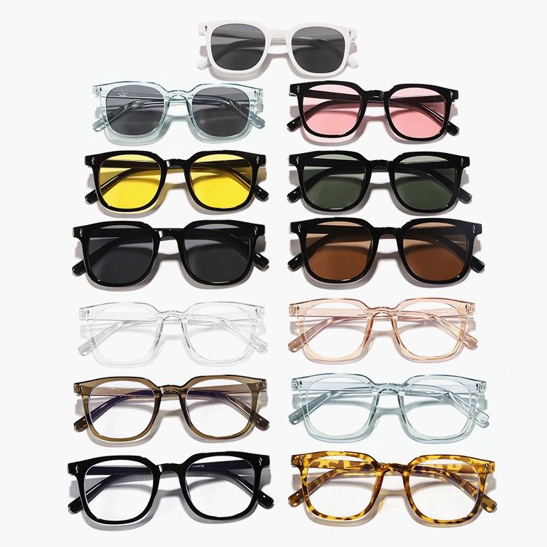 Espejo plano con clavos de arroz cuadrado retro nuevo estilo transfronterizo Gafas de sol para exteriores con sentido avanzado de la moda coreana