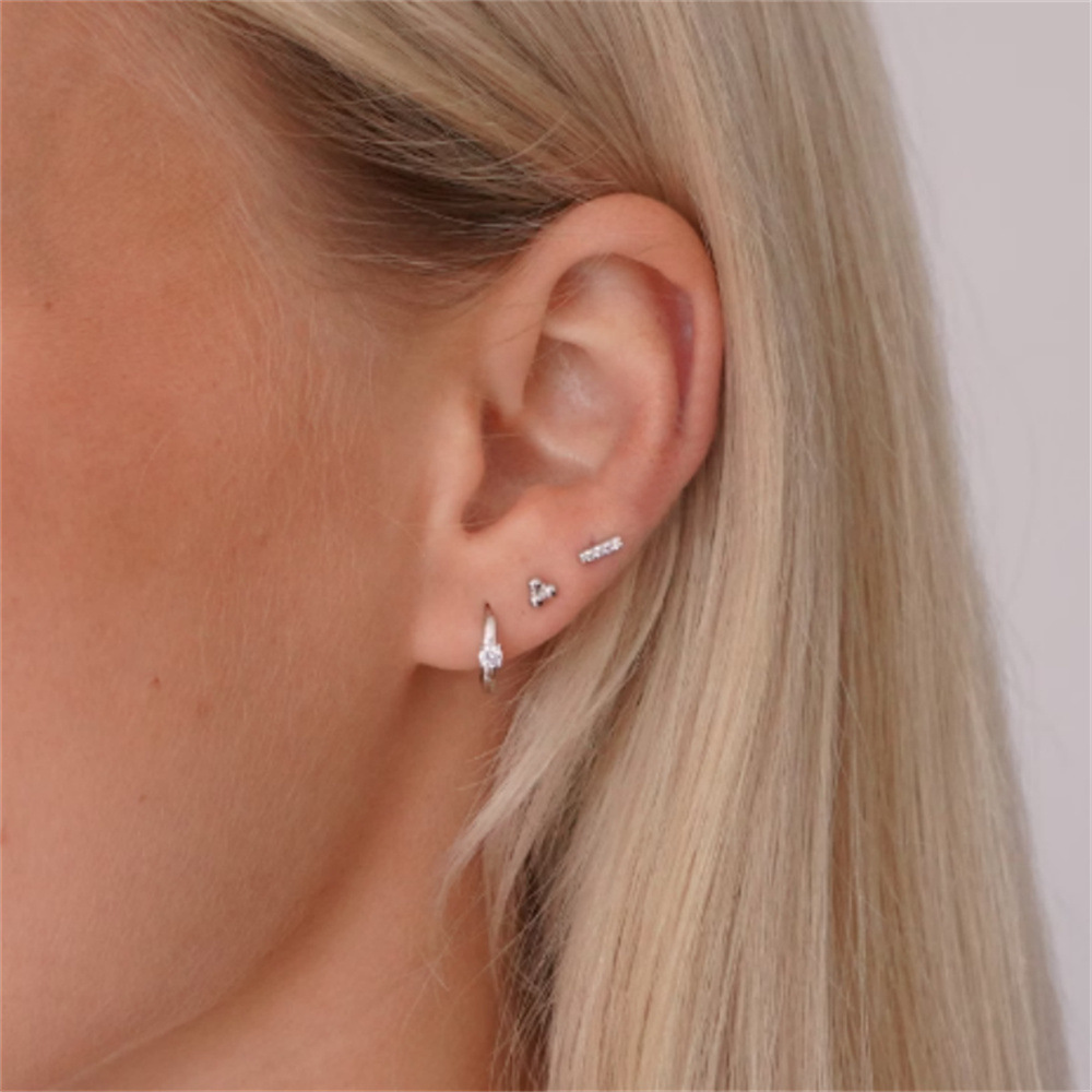 3g Weight Hoop Earrings, Ear Studs Classification 1 Set Quantity Daily Occasion 925 Sterling Silver Material Star, Butterfly Pattern Women's Gender Plating Design Simple Style Style 1 Set 925 Sterling Silver Star Butterfly Hoop Earrings Ear Studs 35