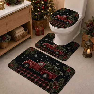 Avtomobil döşəmə paspasları — mat set (3 pieces) for - black-christmas-car-4045cm-flat-imitation-cashmere-cover-pad