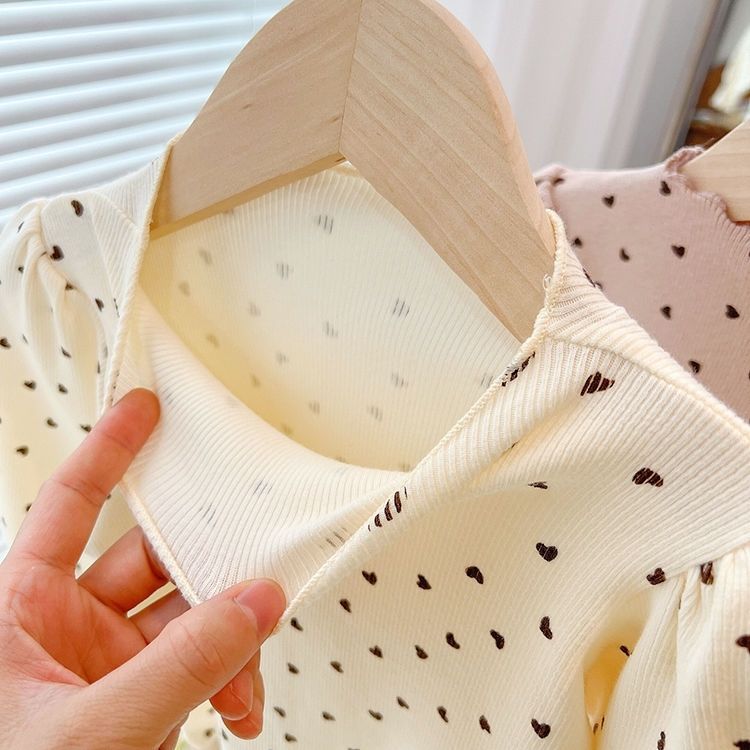 Primavera y otoño nuevo estilo coreano de las niñas de manga larga Camiseta media cuello alto manga de hojalata de bebé niñas de todo partido de fondo camisa superior camiseta