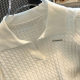 Solid Color POLO Collar Ice Silk Knit Short-sleeved Women's 2025 Summer Design Sense Chic Slim-fit Short Shoulder Top
