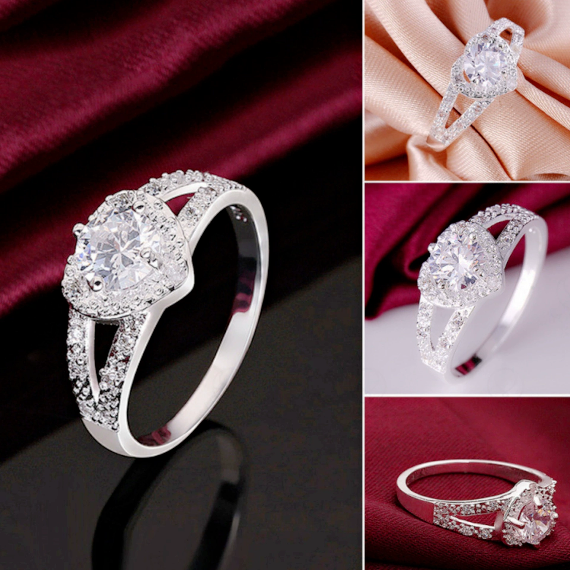 Модное кольцо в форме сердца, цирконий, Aliexpress, ebay, европейский стиль