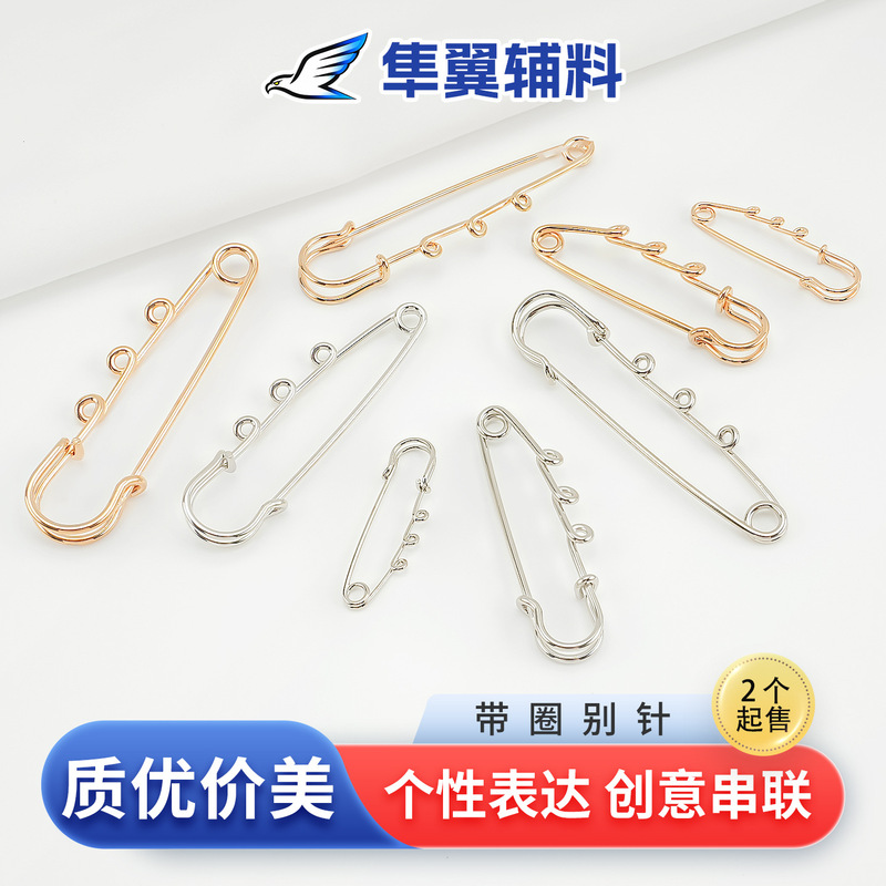Three-Hole Safety Pins 5cm Large Safety Pins DIY Jewelry Accessories Cultural and Creative Handmade Decorative Brooch Base Safety Pin Manufacturer