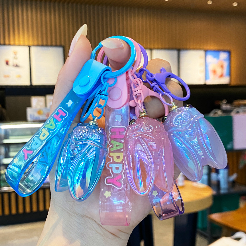 Crystal Cicada Key Chain Pendant Female Couple Key Chain Schoolbag Bag Hanging Ornaments A blockbuster Test Lucky Charms