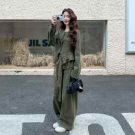 《女装秋装2026新款洋气》26秋上新水洗棉高品质时尚套装