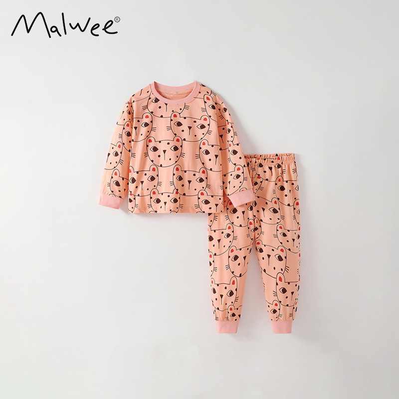 Trajes de niñas malwee transfronterizos otoño y invierno nuevos niños europeos y estadounidenses cuello redondo manga larga lindos dos juegos de niñas pequeñas