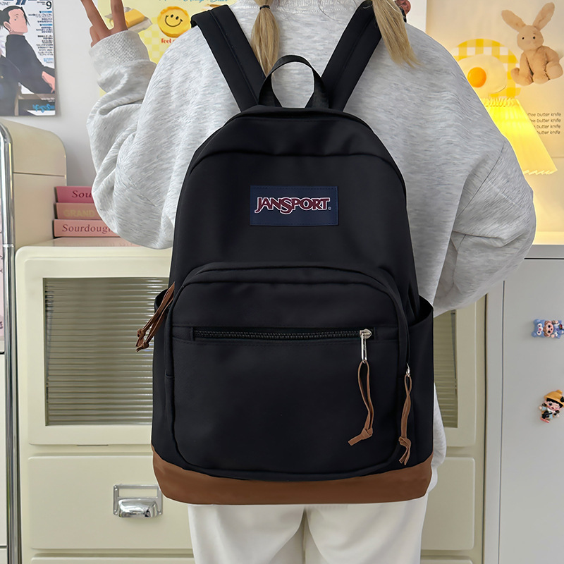 Cross-Border Js Backpack for Men and Women, Large Capacity Trendy Lightweight School Bag for Junior High School Students, Solid Color Fashionable Versatile Travel Backpack Cross-Border Js Backpack for Men and Women, Large Capacity Trendy Lightweight School Bag for Junior High School Students, Solid Color Fashionable Versatile Travel Backpack