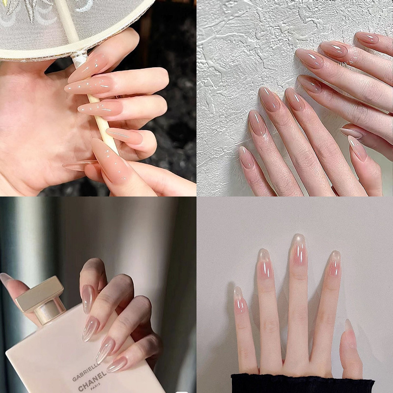 Hanhan Wears Simple and High-End Handmade Nails, White Nude Color, Gentle and Removable Manicure Nails, Handmade Nails Hanhan Wears Simple and High-End Handmade Nails, White Nude Color, Gentle and Removable Manicure Nails, Handmade Nails