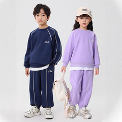 2025秋冬儿童卫衣卫裤套装女童加绒长袖套头衫男童运动衣服两件装