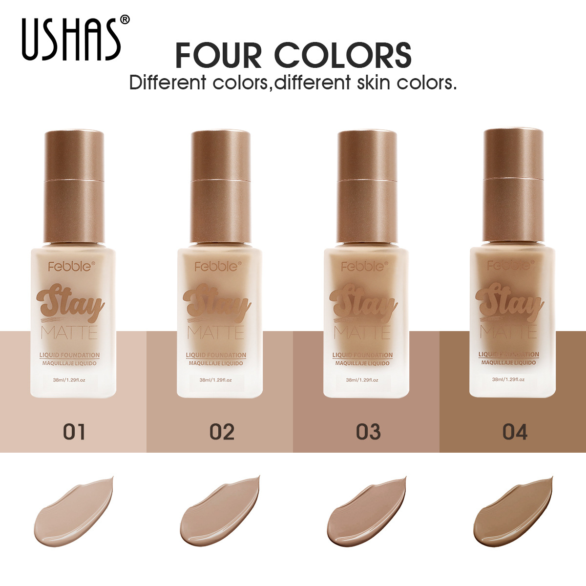 USHAS punto transfronterizo venta caliente impermeable fondo líquido de cubierta completa líquido de base opacador líquido de fondo líquido impermeable natural y duradero maquillaje