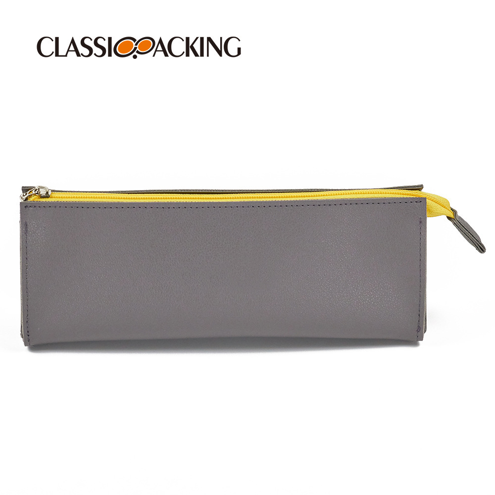 Bolsa de lápices simple ins Bolsa de cosméticos portátil de gran capacidad Bolsa de papelería con cremallera para estudiantes multifuncional Bolsa de almacenamiento impermeable de pu