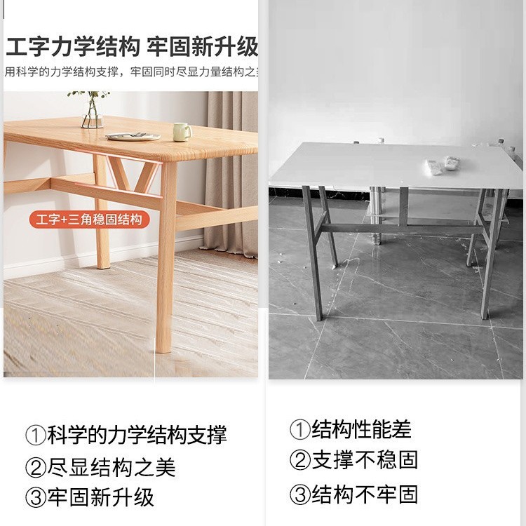 Mesa de comedor nórdica casa pequeño apartamento mesa de comedor simple luz mesa de comedor de lujo y silla combinación imitación madera maciza mesa de comedor rectangular