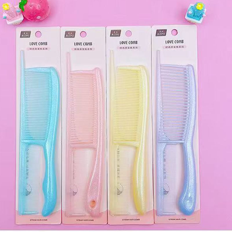Juego de Peine y Cepillo Cilíndrico de Plástico y Resina con Empaque Individual para Peluquería