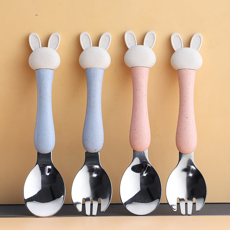 Children's Tableware Baby Children's 304 Stainless Steel Fork Spoon Set Training Spoon Baby Feeding Fork Spoon