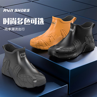 Rain boots new arrival non-slip wear-resistant outdoor trendy water shoes 2025 new arrival rain boots men's low short tube rain boots waterproof