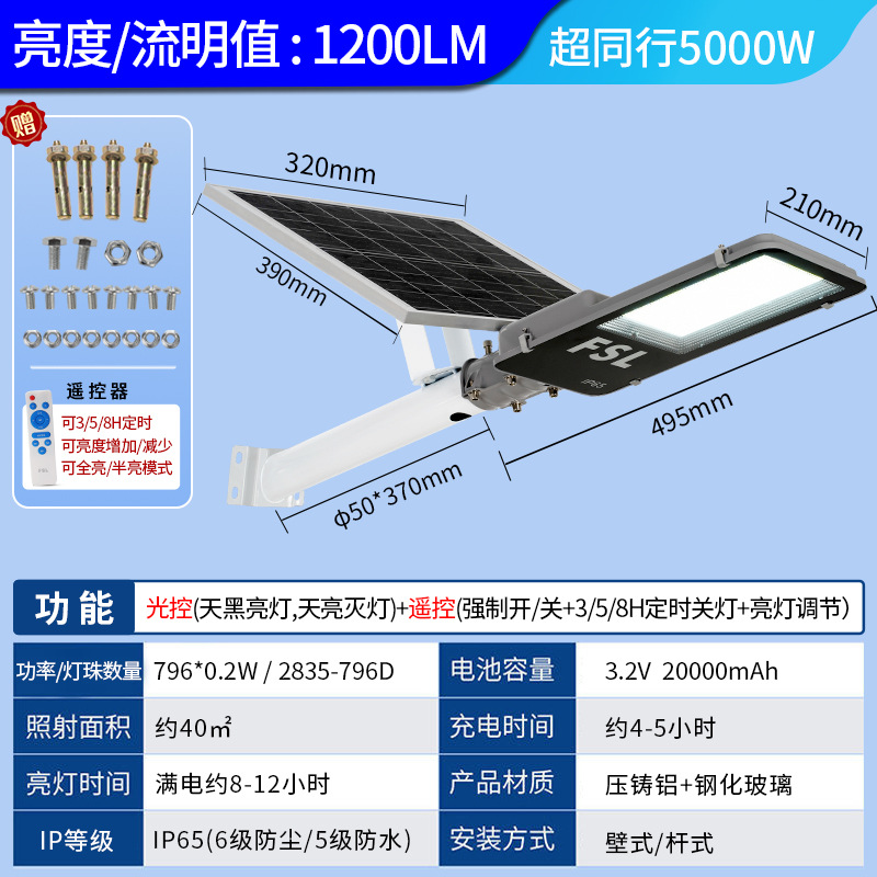 Foshan iluminación nueva luz solar al aire libre luz de patio super brillante iluminación de inducción impermeable rural led farola