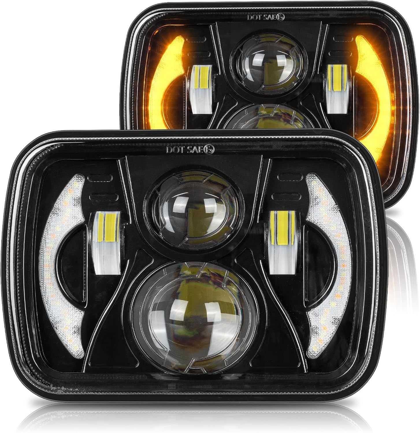 Cross-border 5inch Wrangler 4-bead moon-style car LED square headlight for trucks, vans, and off-road vehicles