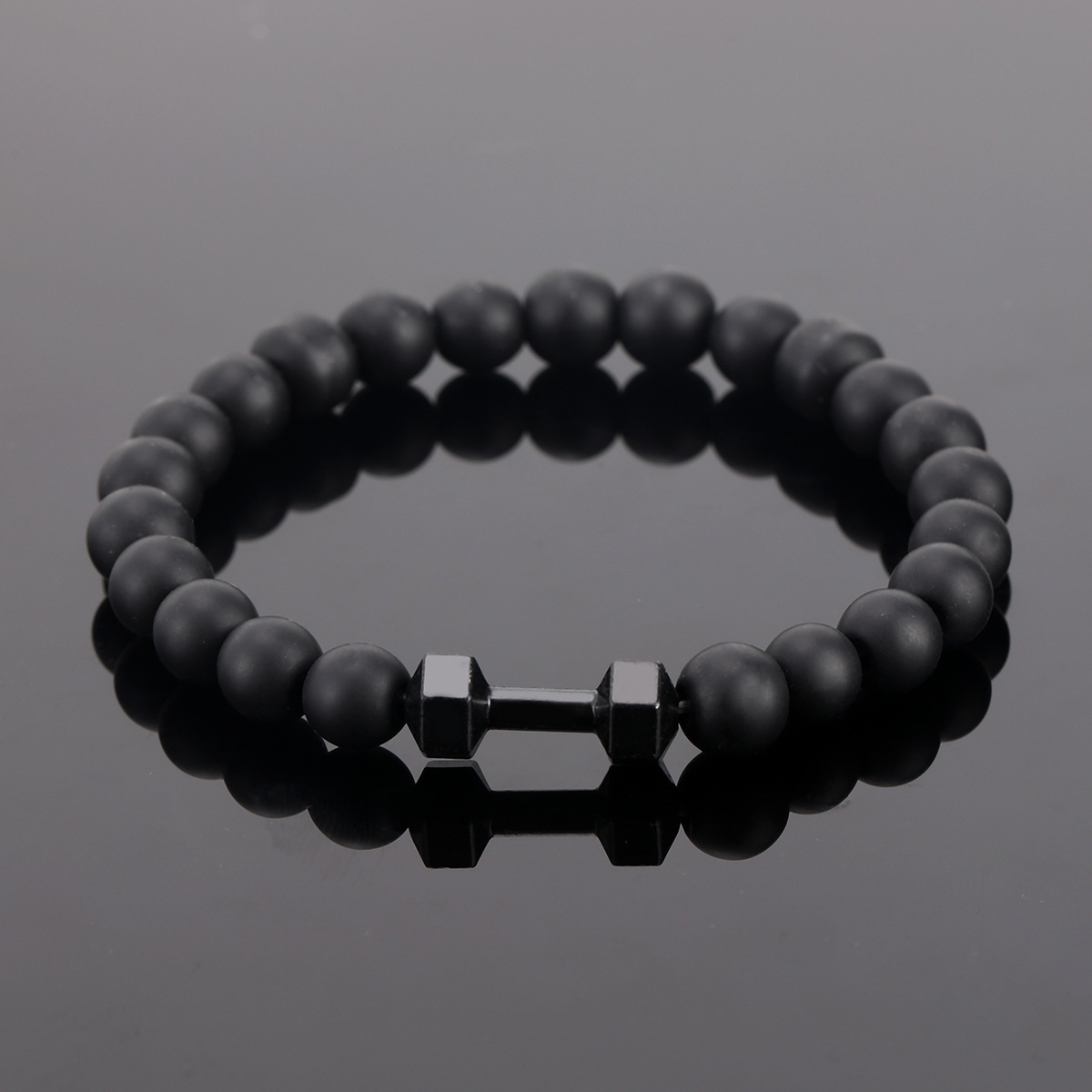 Temu Xiyin Tk Cross-Border Popular Bracelet Men's Frosted Obsidian Power Low Price Volume Model Without Independent Packaging